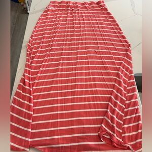 Allison Brittney Vibrant Coral and White Maxi Skirt